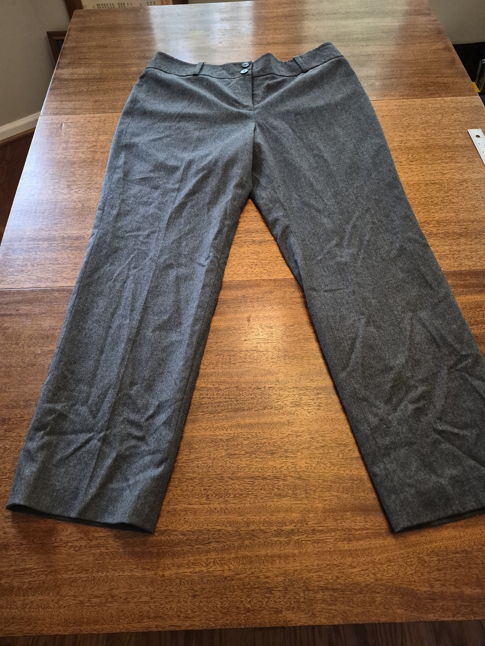 Talbots Women's Gray Straight Leg 99% Wool Trousers Size 16